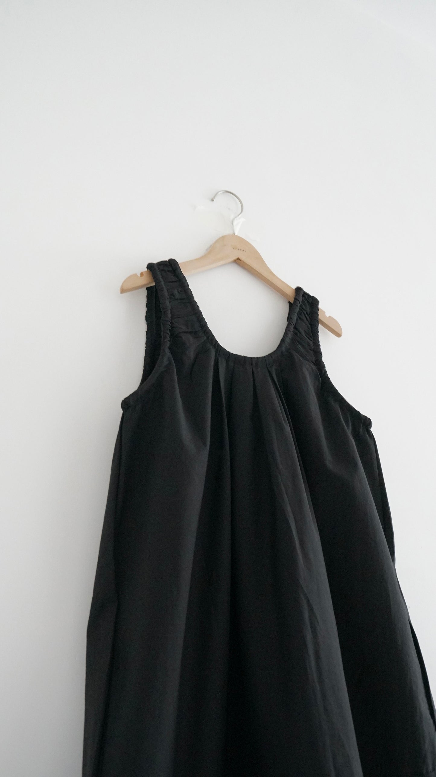 petal neck gathered dress in black (pre-order)