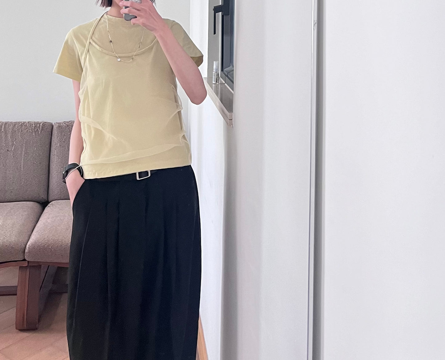 two-in-one tee in pistachioi green