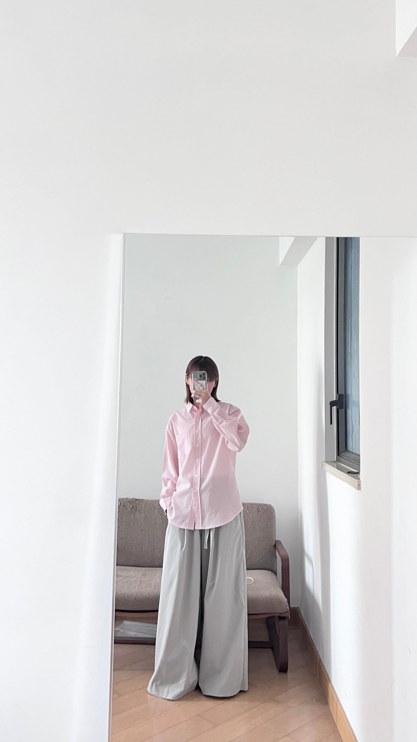 plain sheer shirt in pink