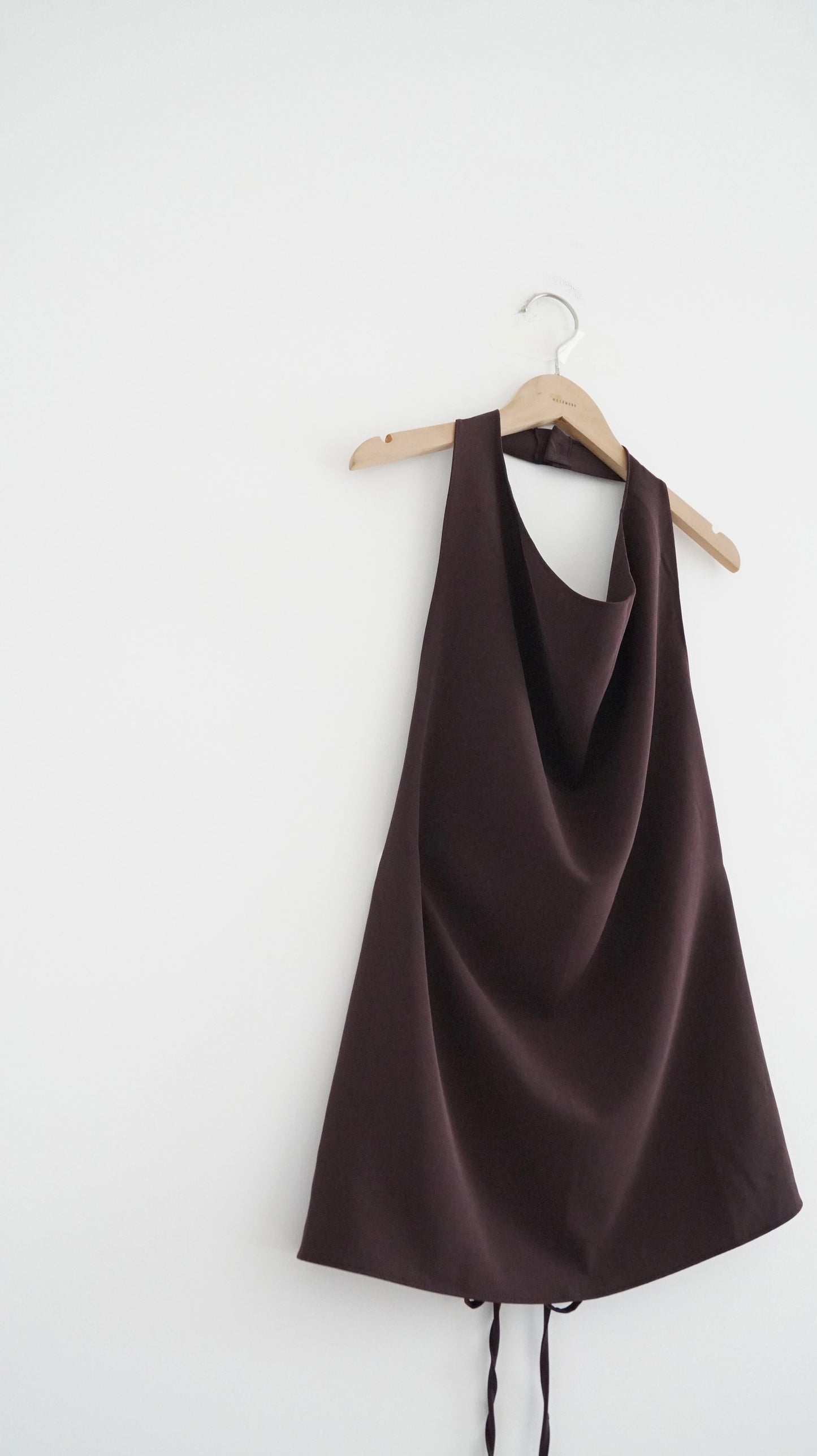 halter nack top in reddish brown