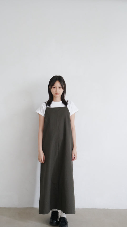 classic straight-line dress in grey brown ( pre-order )