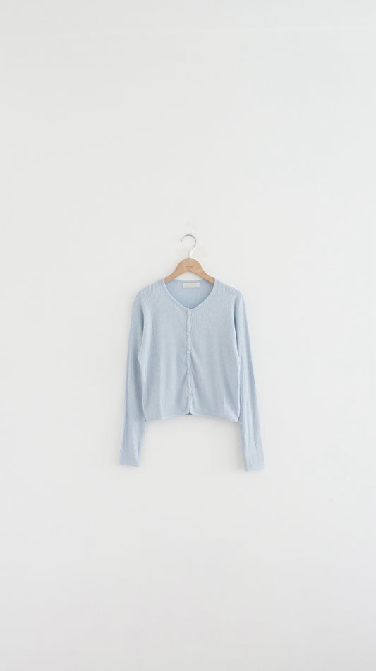 painted days cardigan in baby-blue