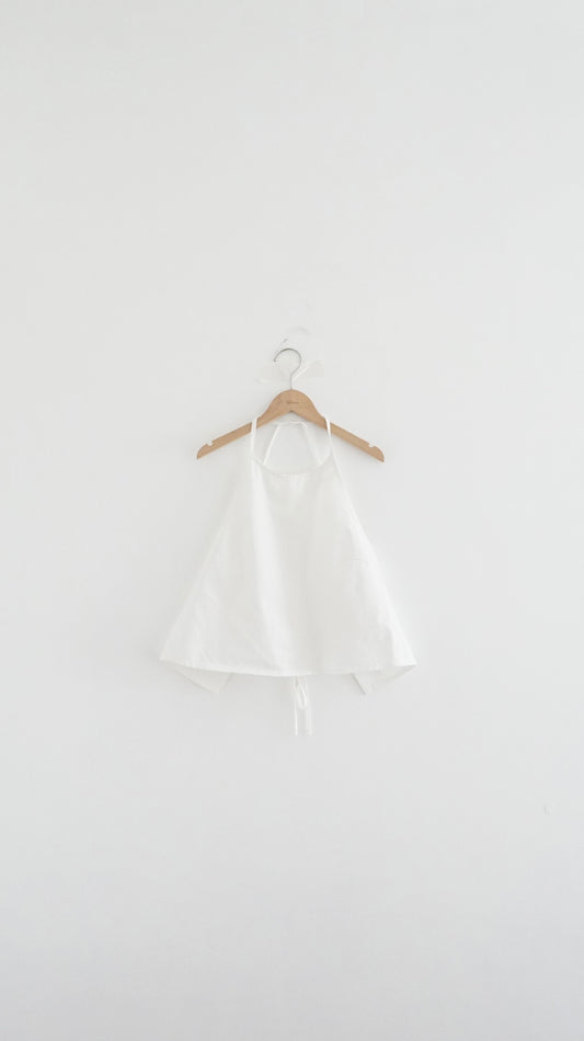minimalist halter neck top in white