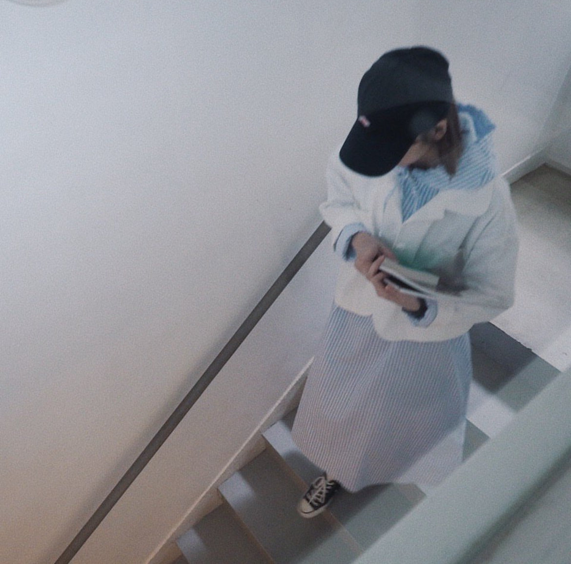 striped hoodies dress in baby blue