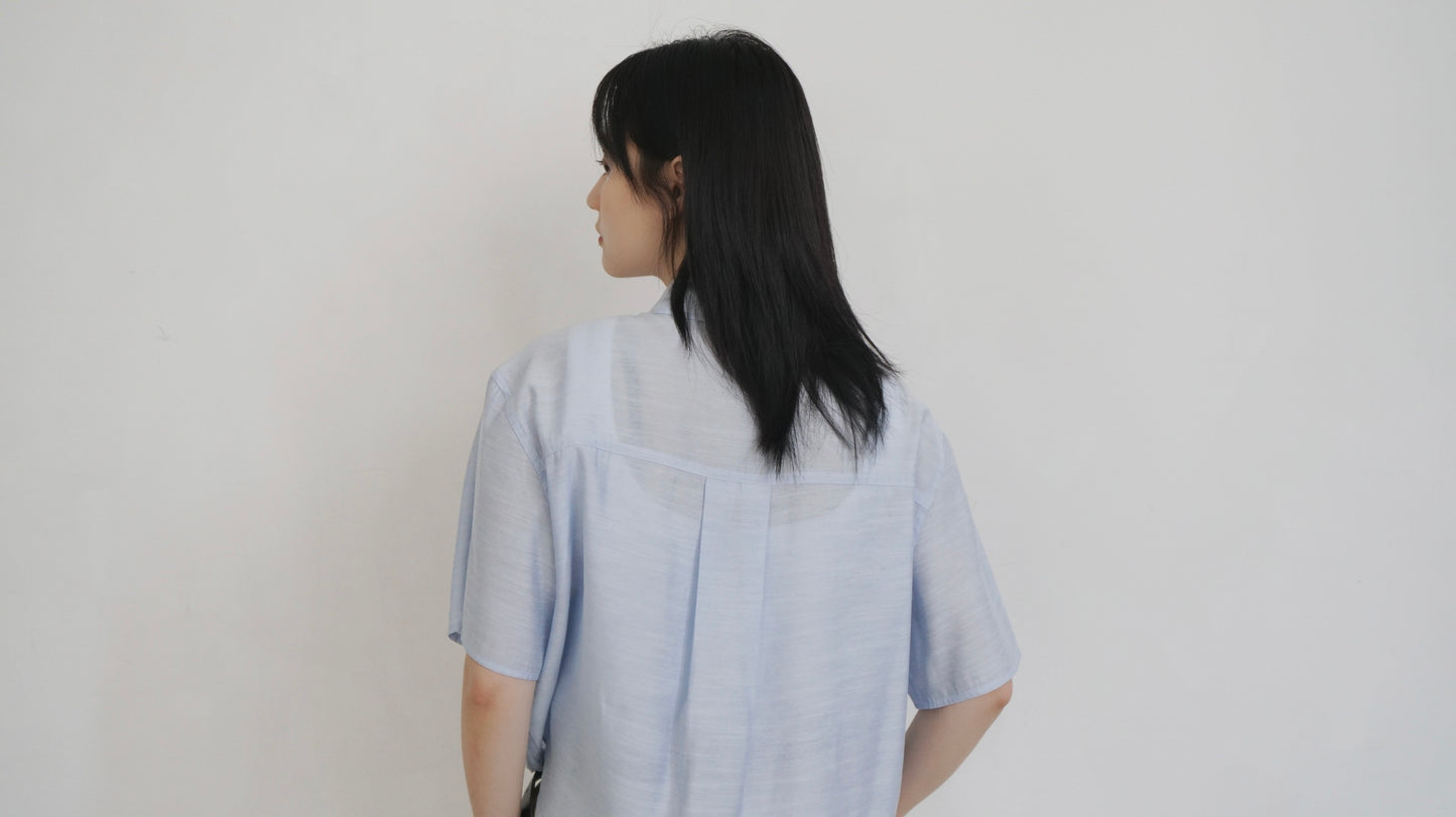 airy rayon shirt in sora (pre-order)