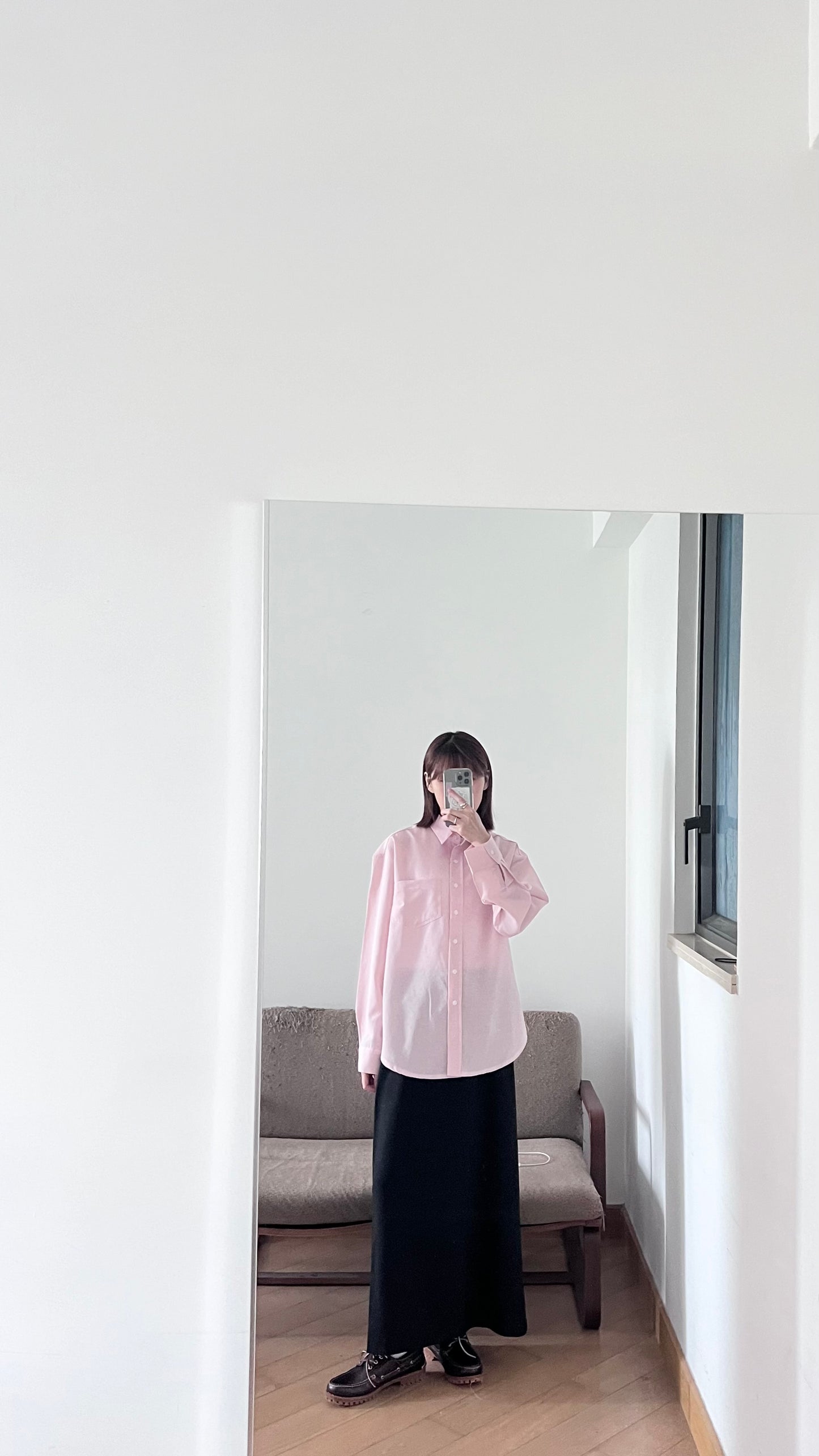 plain sheer shirt in pink