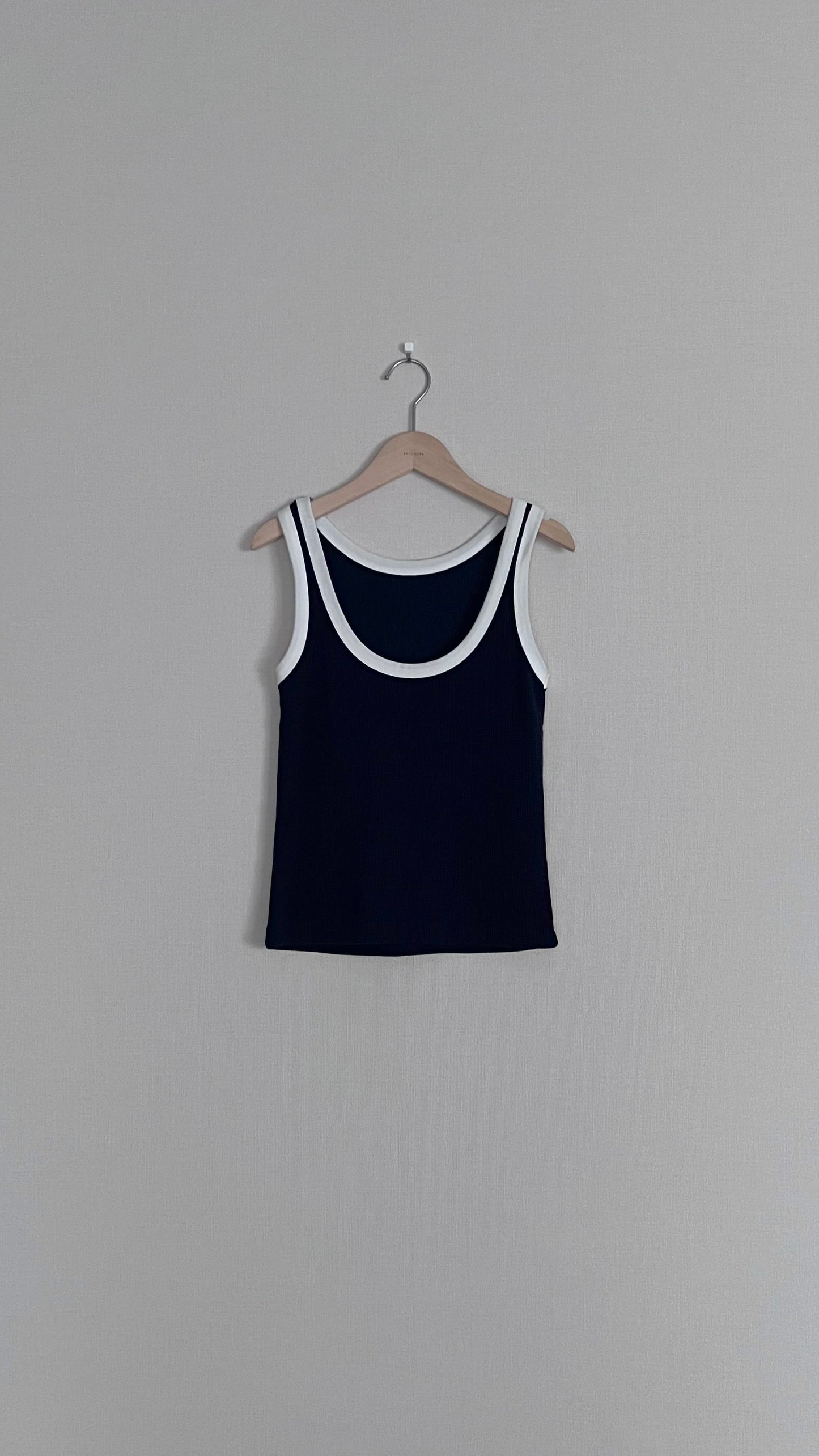 waffle vest top in navy