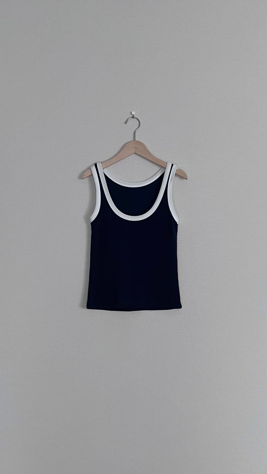 waffle vest top in navy