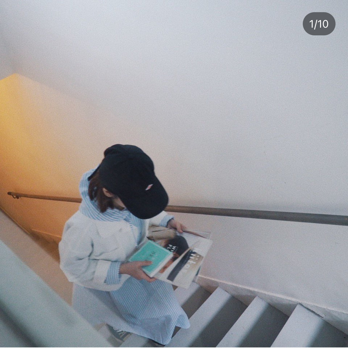 striped hoodies dress in baby blue