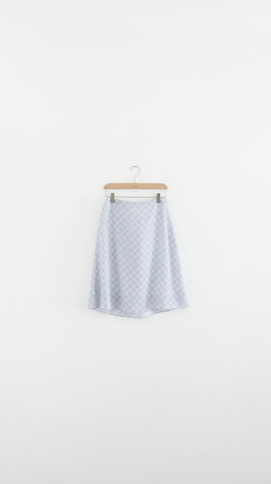 plaid lightweight midi skirt in grey (pre-order)