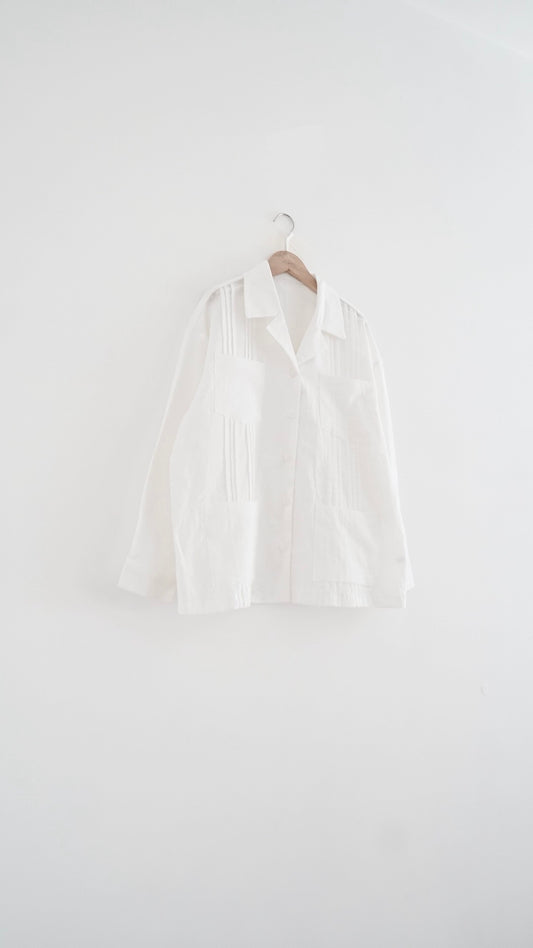 aster tailored linen jacket in white (pre-order)
