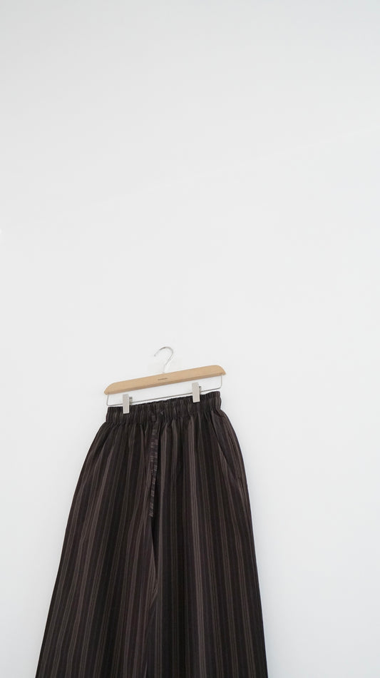 high-end striped pants in brown