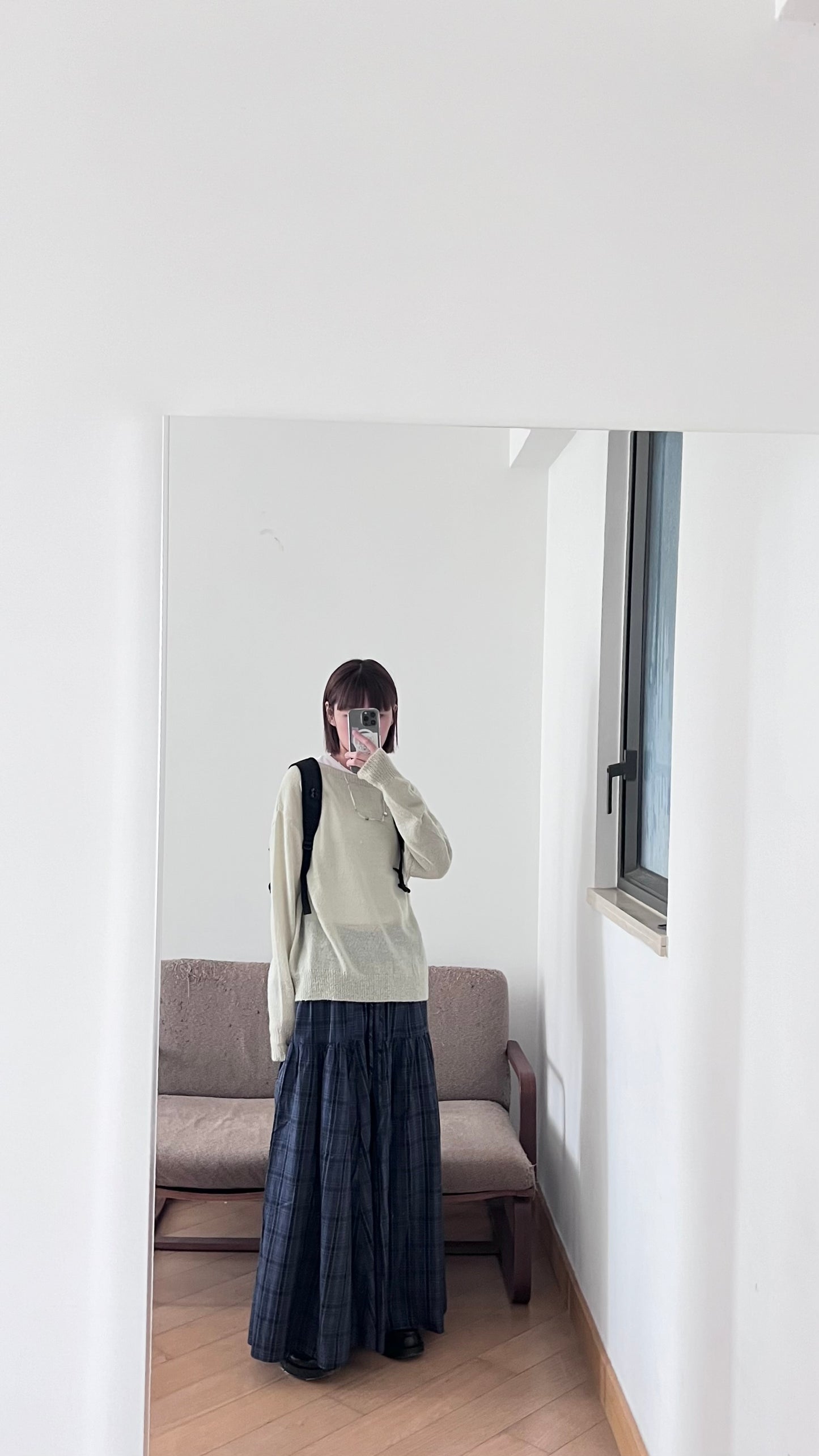 90s cloud check maxi skirt (pre-order)