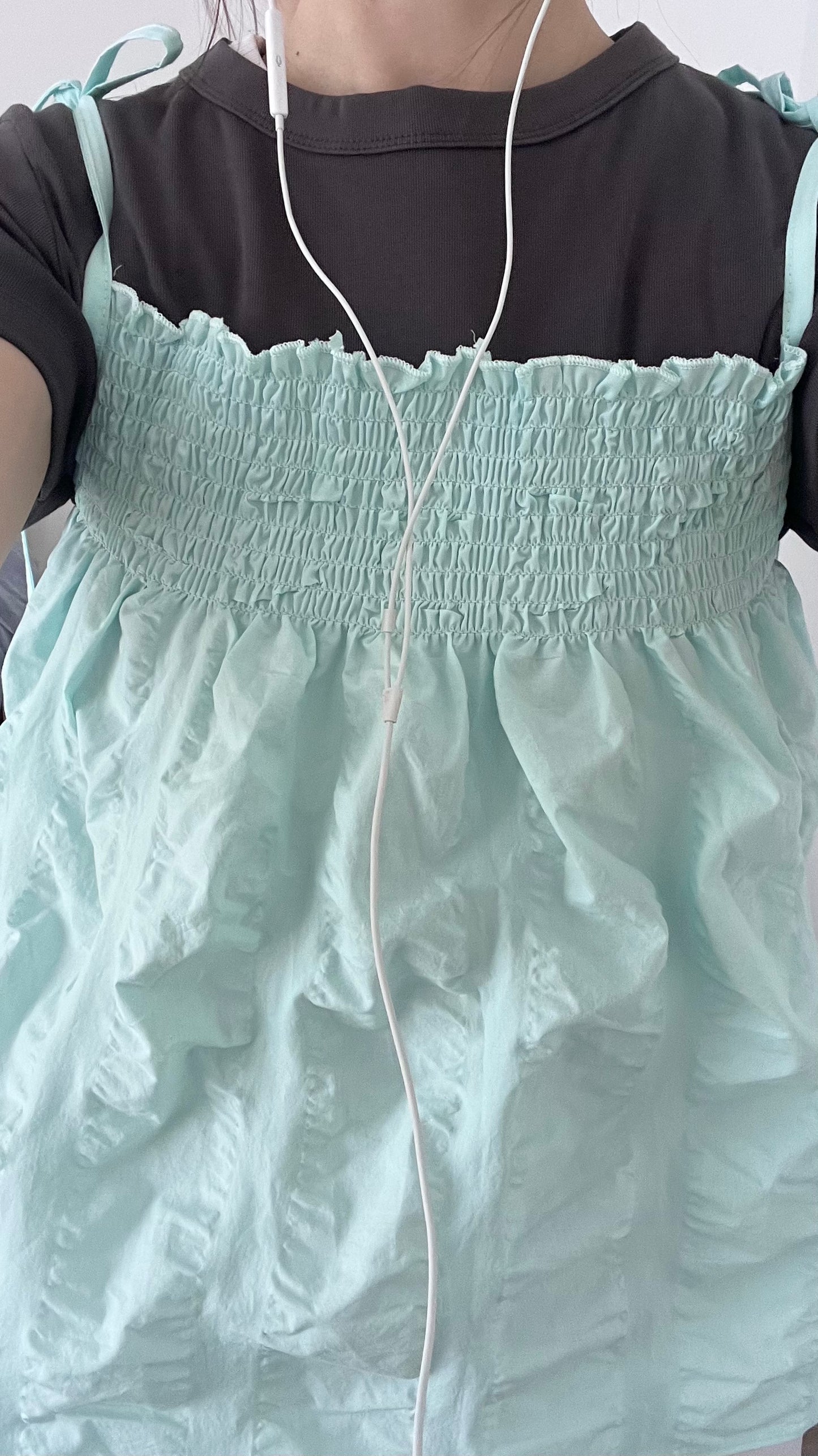 jerry shirred camisole top in mint (pre-order)