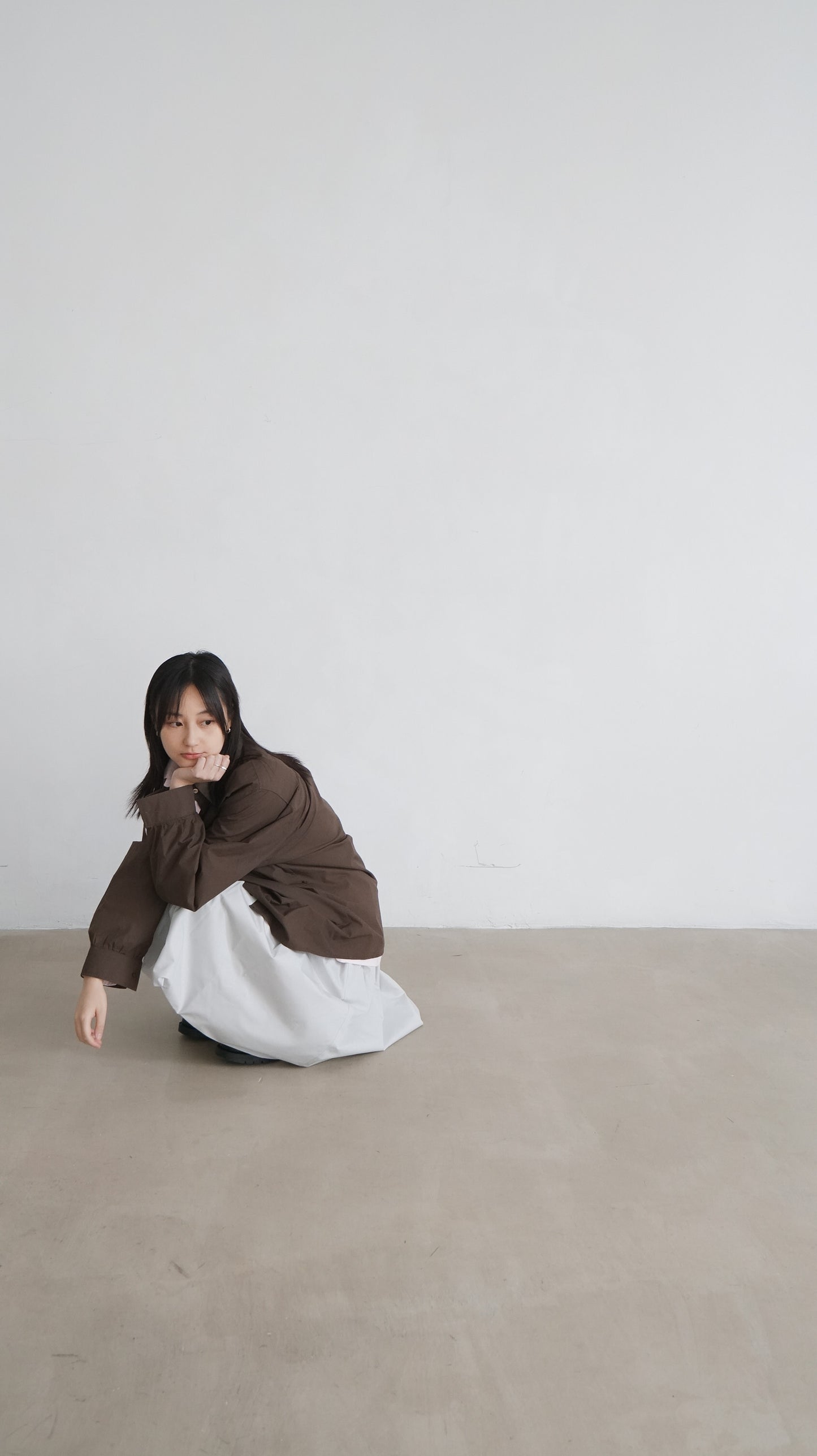 classic off shoulder oversized shirt in brown ( pre-order )