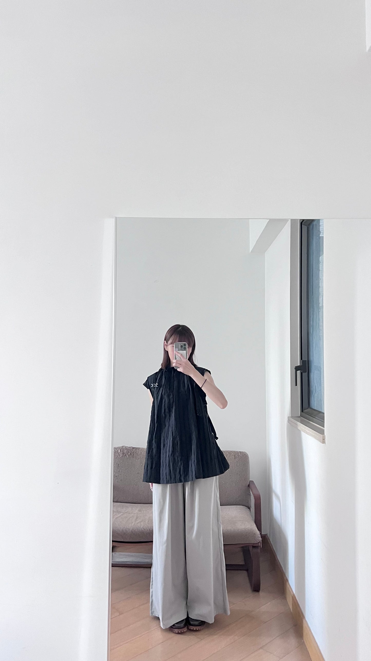 striped turtle-neck top in black
