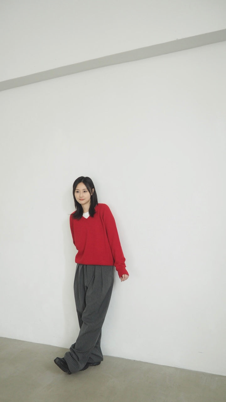 v-neck wool sweater in red (pre-order)