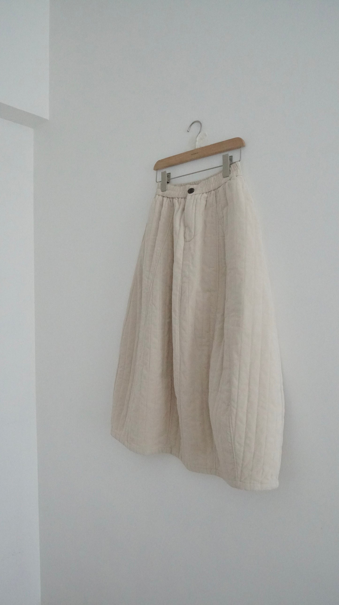 quilted cocoon skirt in ivory (pre-order)