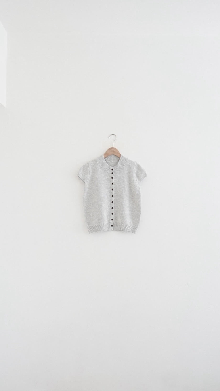 yoru button neck knit top in grey (pre-order)