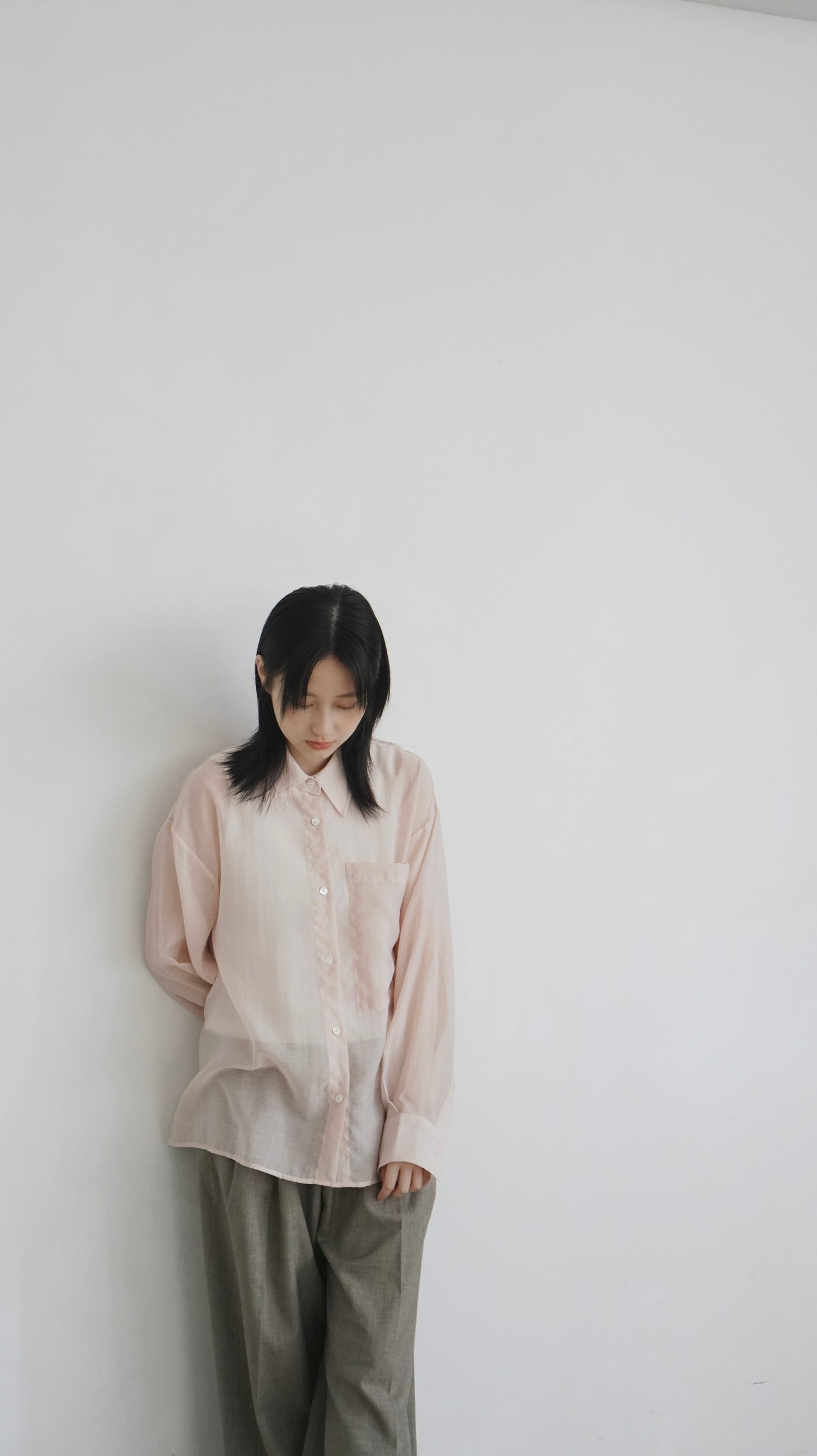 high-quality sheer shirt in soft pink (pre-order)