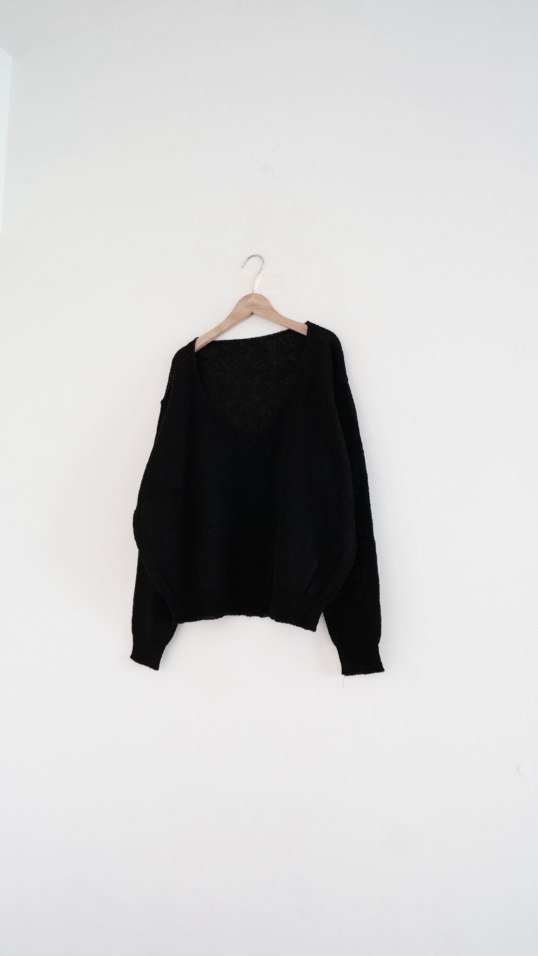 atelier light v-neck sweater in black (pre-order)