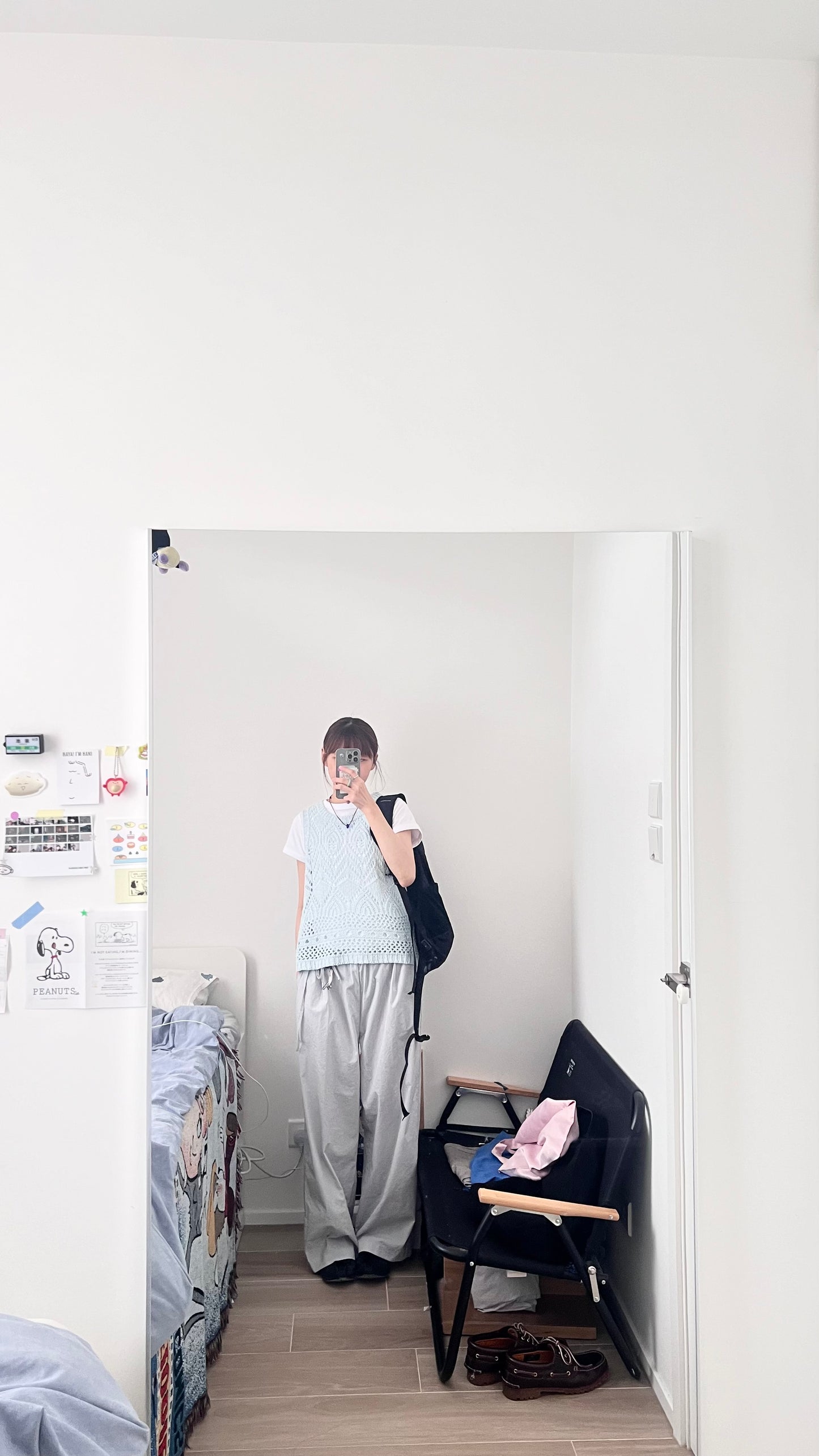 aoi drawstring striped wide-leg trousers in ice grey (pre-order)
