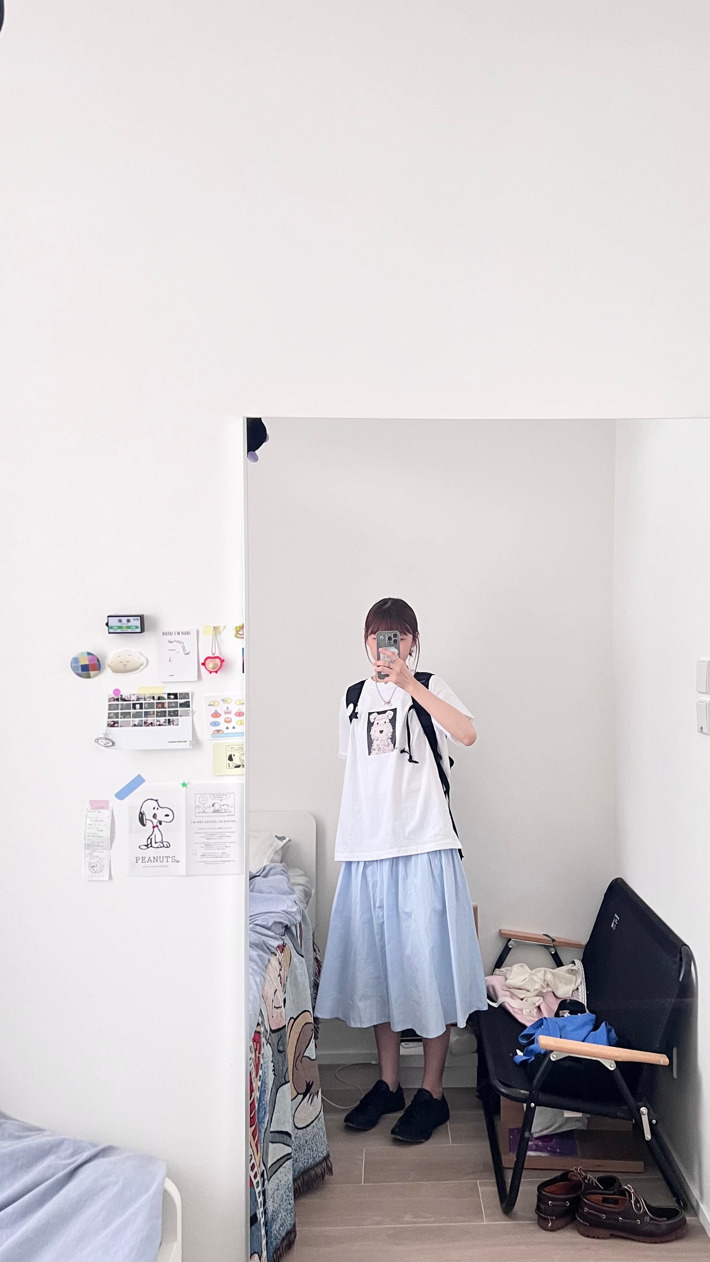 noam pintuck cotton flare maxi skirt in baby blue (pre-order)