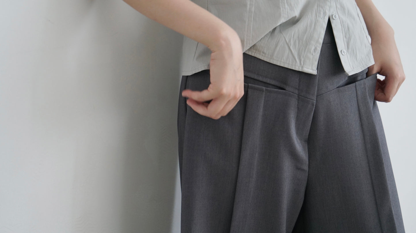 suit pocket straight-leg pants in dark grey (pre-order)