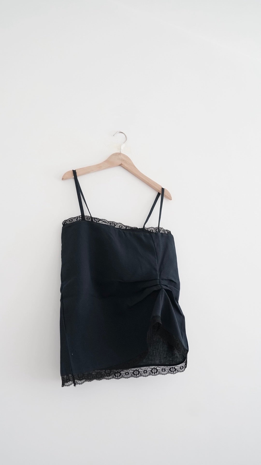 victoria lace trim camisole top in navy (pre-order)
