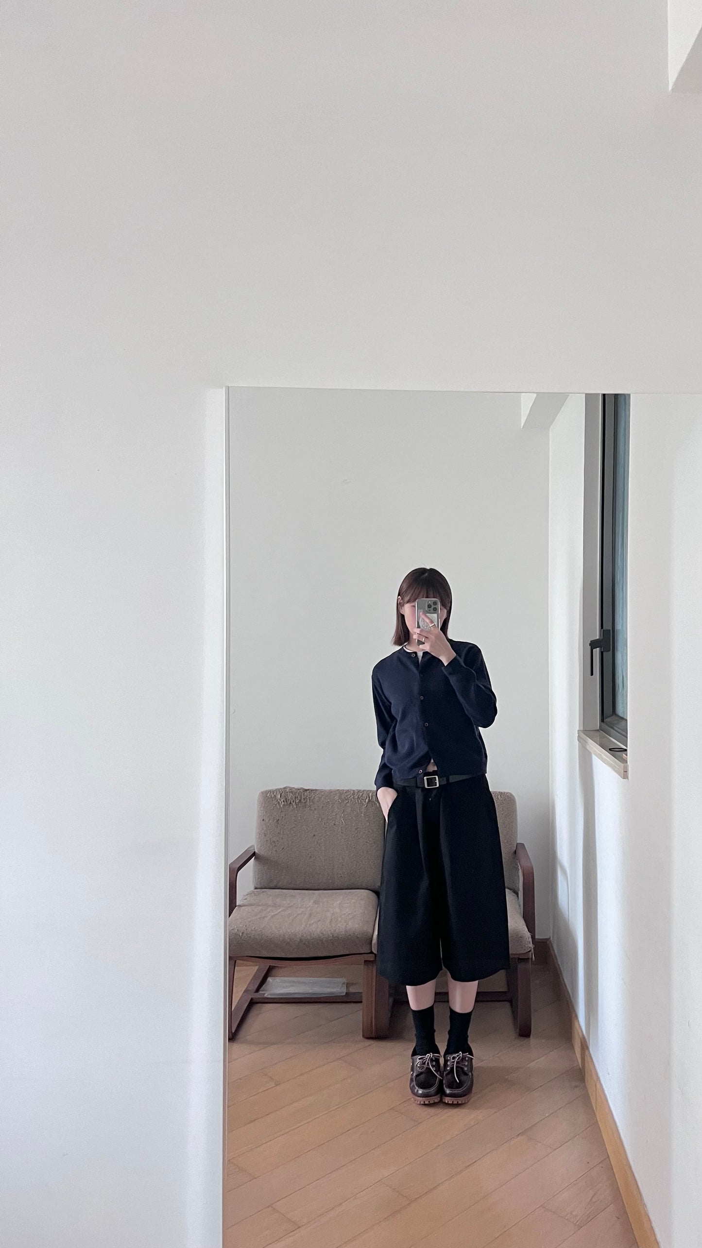 round cardigan in navy