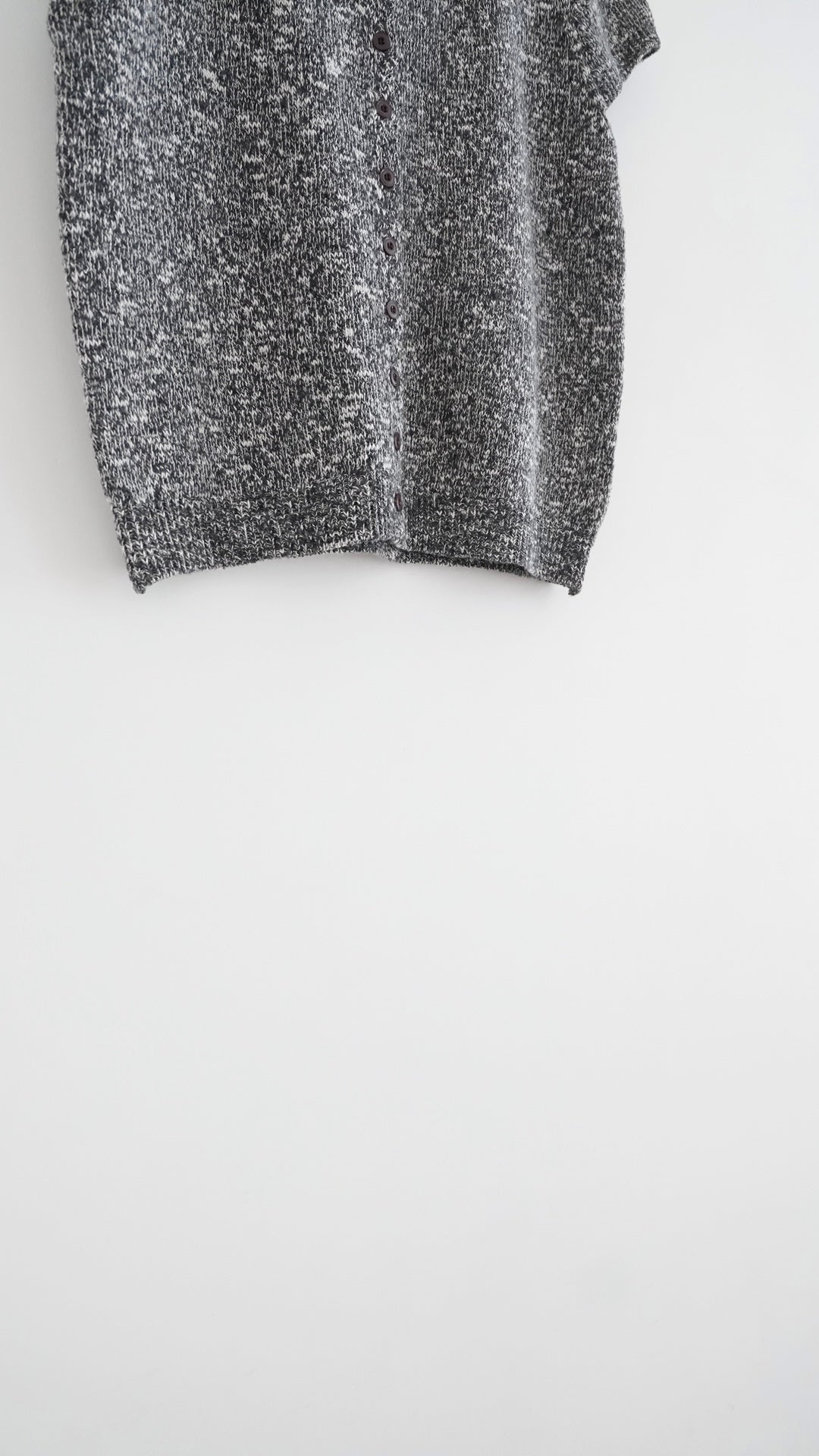 yoru button neck knit top in charcoal (pre-order)