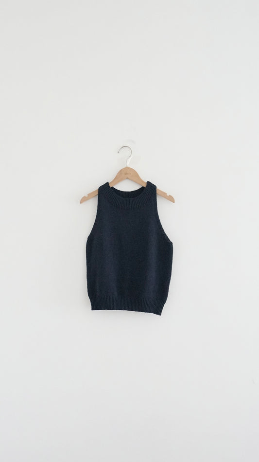 90s racer tank knit top in navy (pre-order)