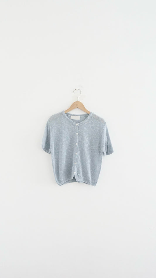 sheer short sleeve cardigan in baby-blue (pre-order)