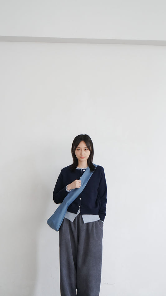 layered knit cardigan in navy ( pre-order )