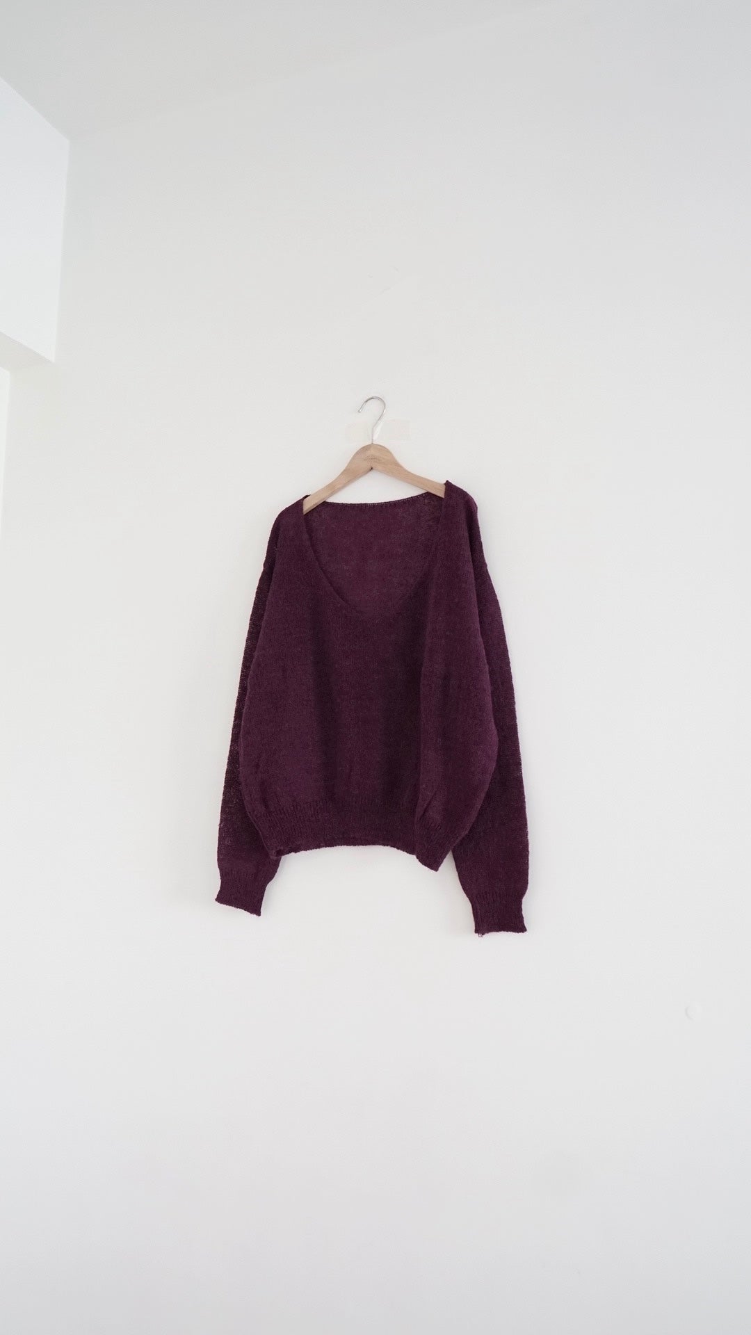 atelier light v-neck sweater in amarante (pre-order)