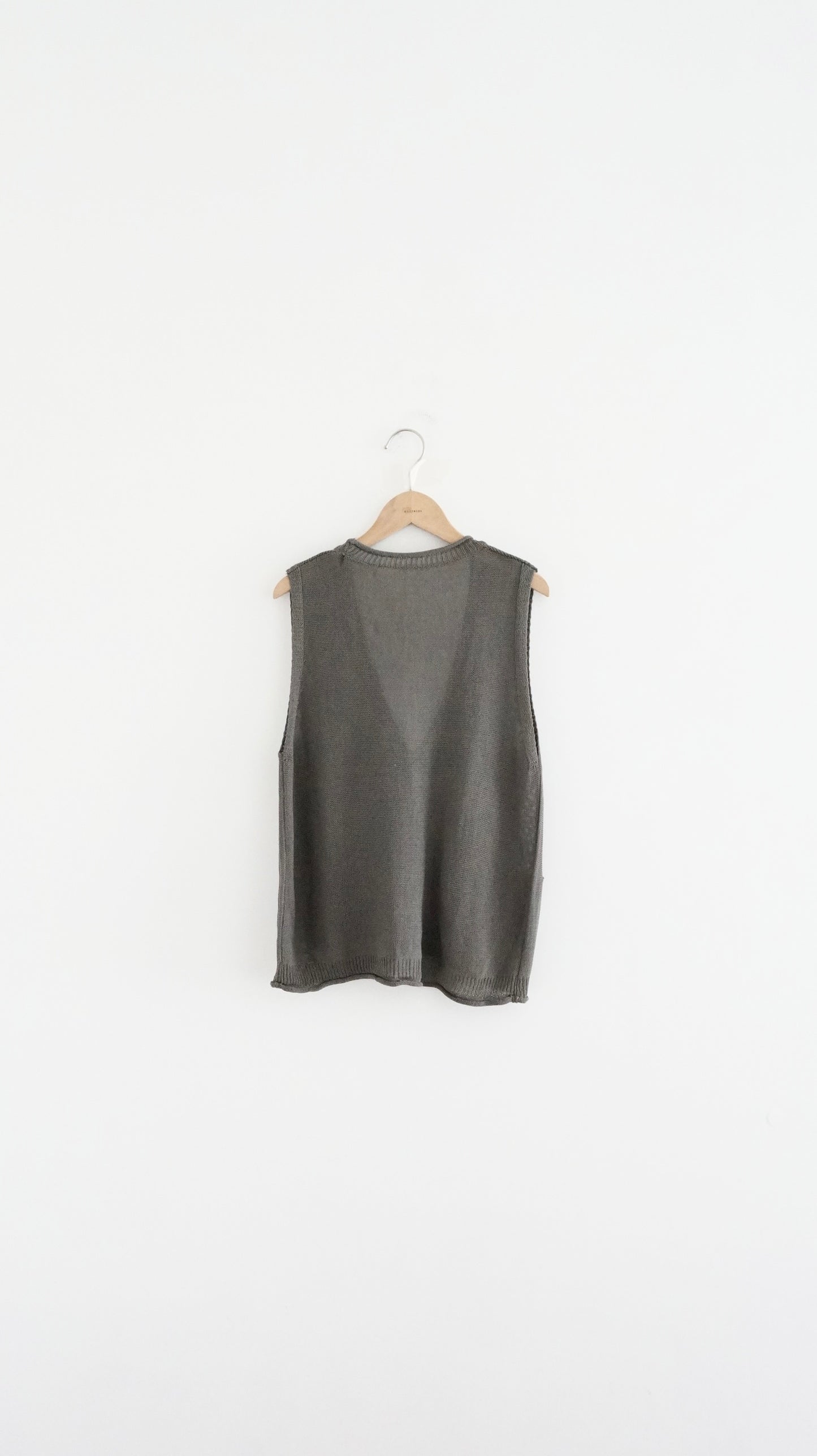 sheer v-neck linen vest  in khaki (pre-order)