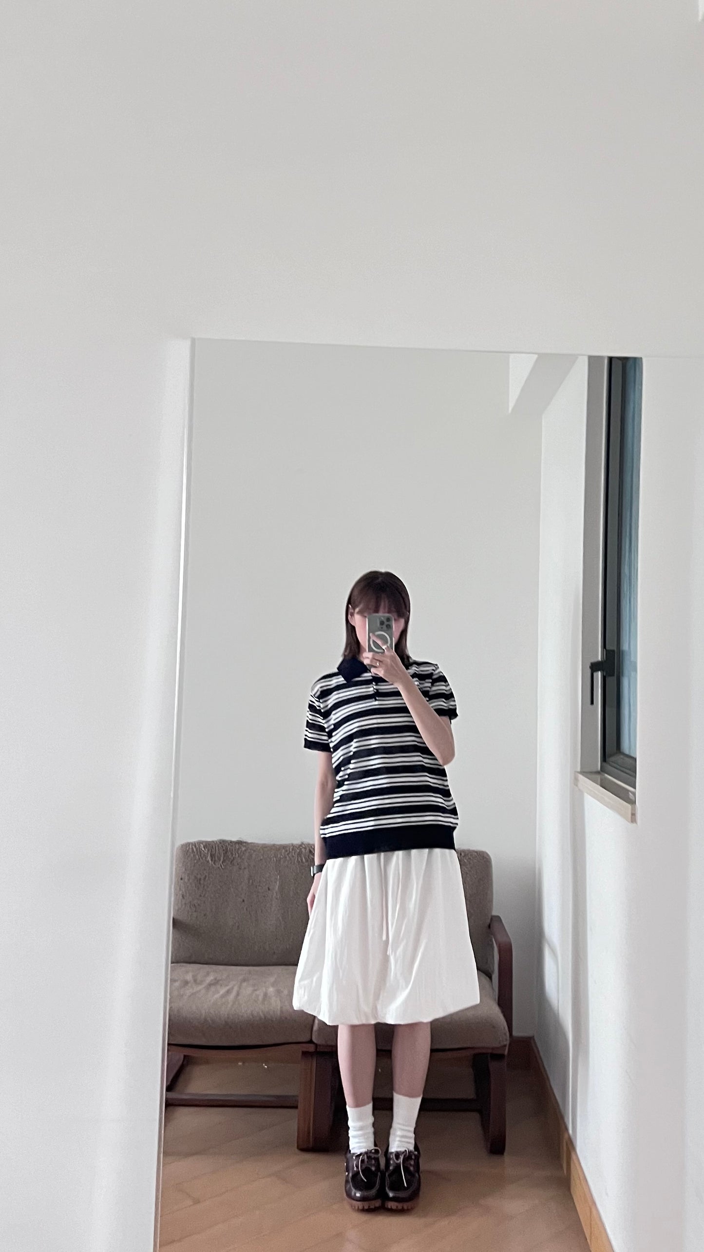 everyday puff midi skirt in white (pre-order)