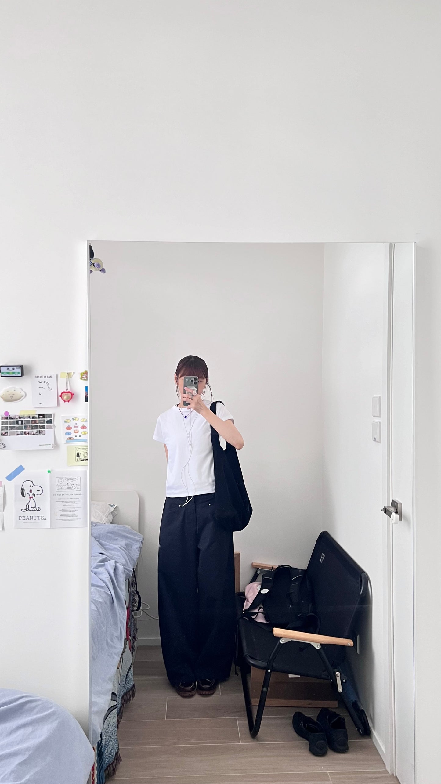 kaze curved seam wide-leg trousers in navy (pre-order)