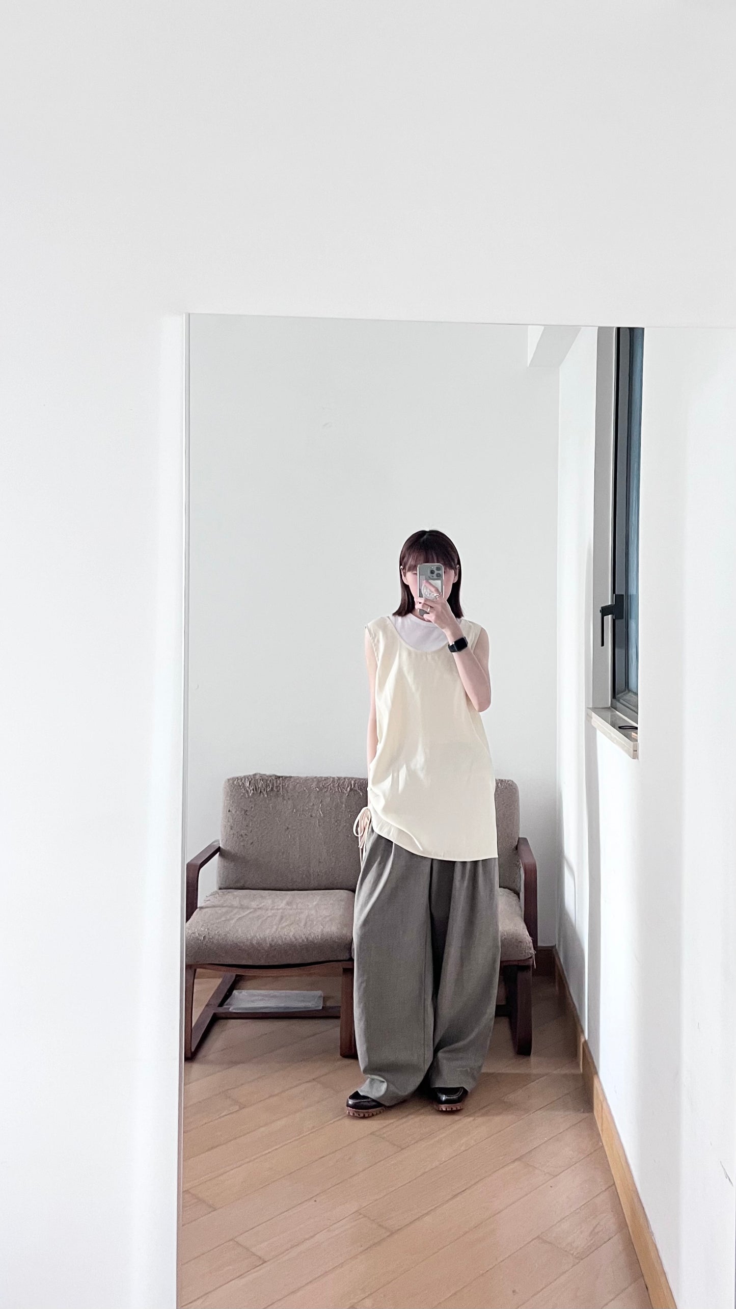 high-end minimalist dress top in ivory