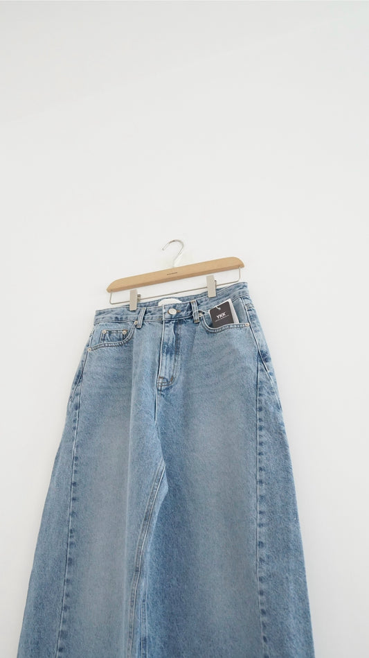 high-quality cocoon denim pants (M)