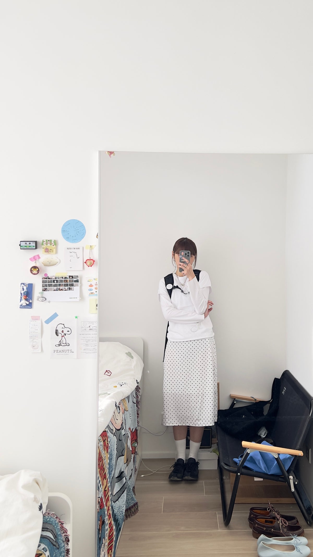 jenny dot midi skirt in white (pre-order)