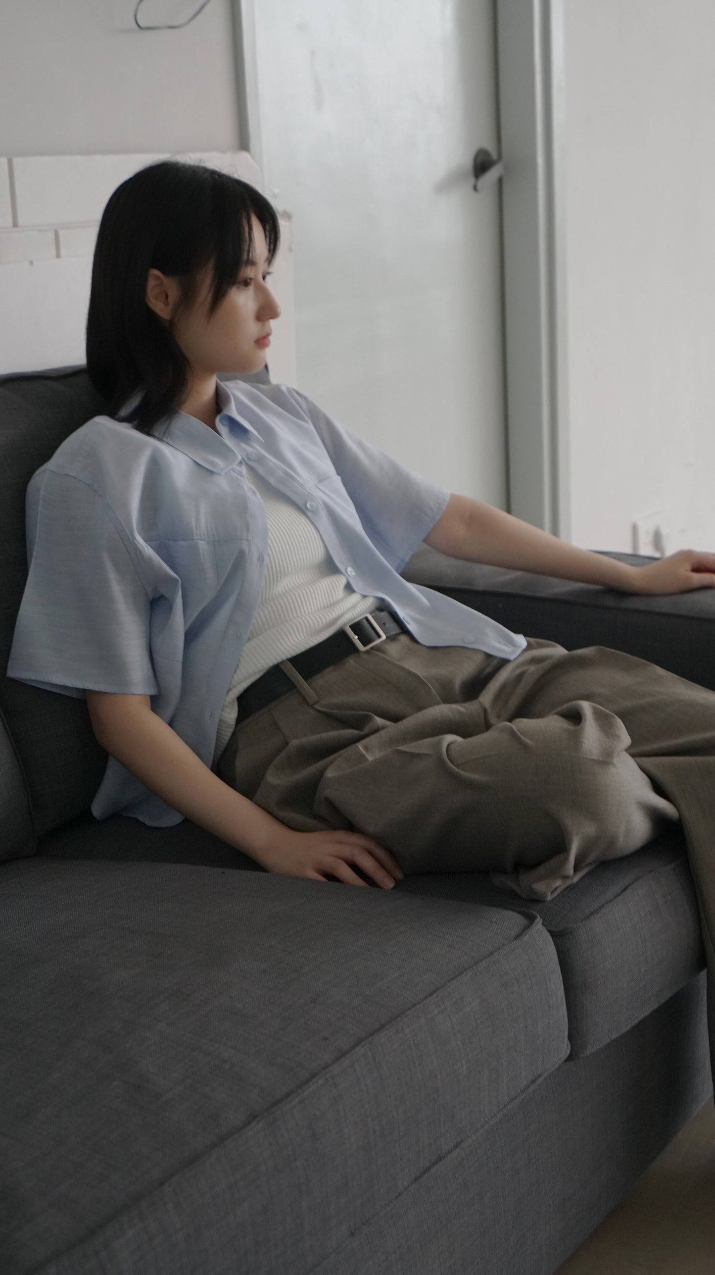 airy rayon shirt in sora (pre-order)