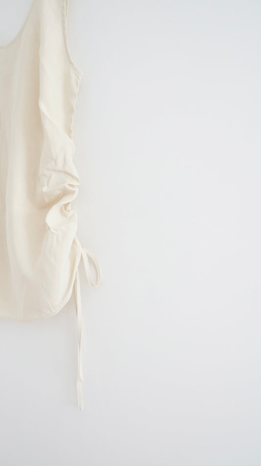high-end minimalist dress top in ivory