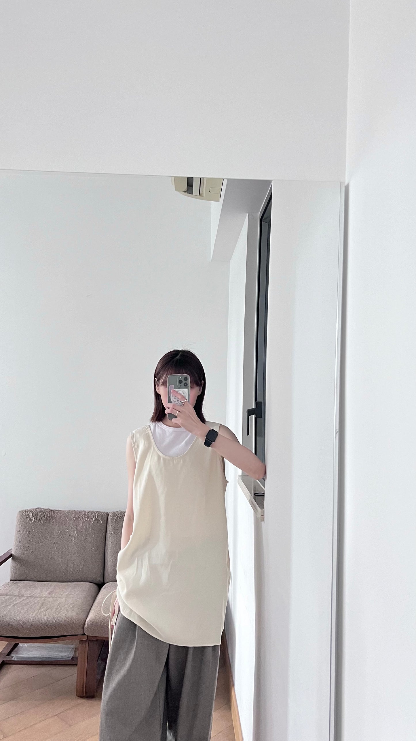 high-end minimalist dress top in ivory