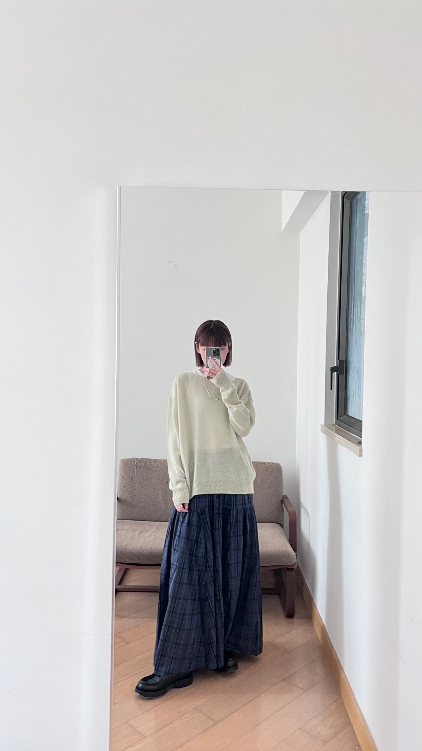 90s cloud check maxi skirt (pre-order)
