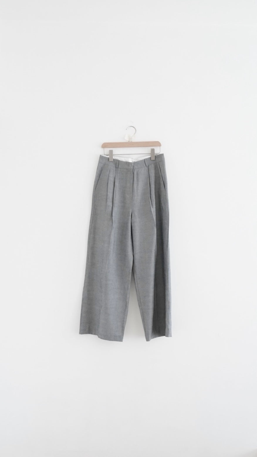 acre double pleat tailored wide-leg trousers in grey (pre-order)