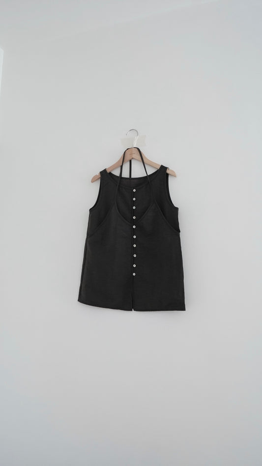 pearl sheer layering top set in charcoal (pre-order)