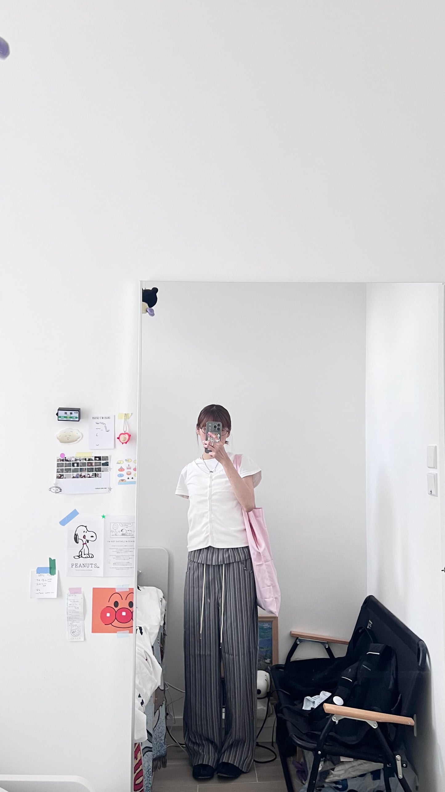 elan retro low waist striped pants in grey (pre-order)