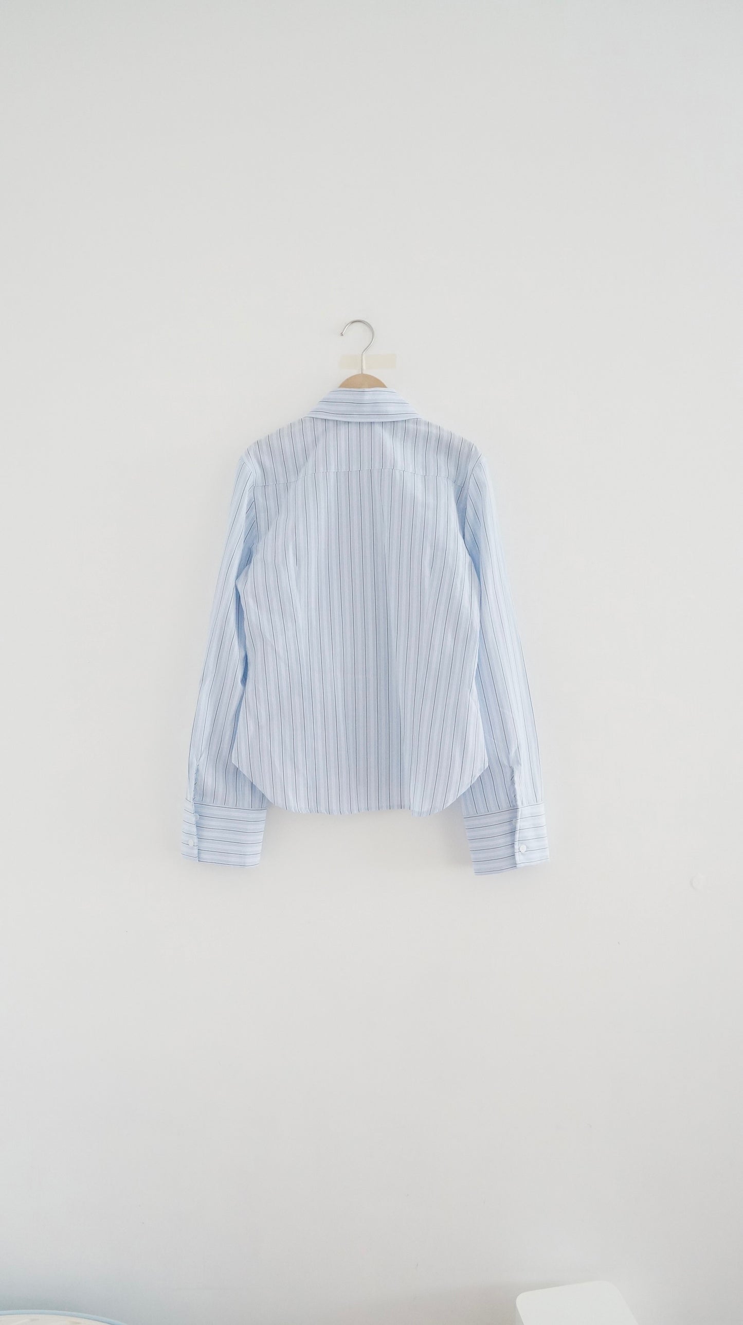 90s vintage clean fit striped shirt in baby blue ( pre-order )