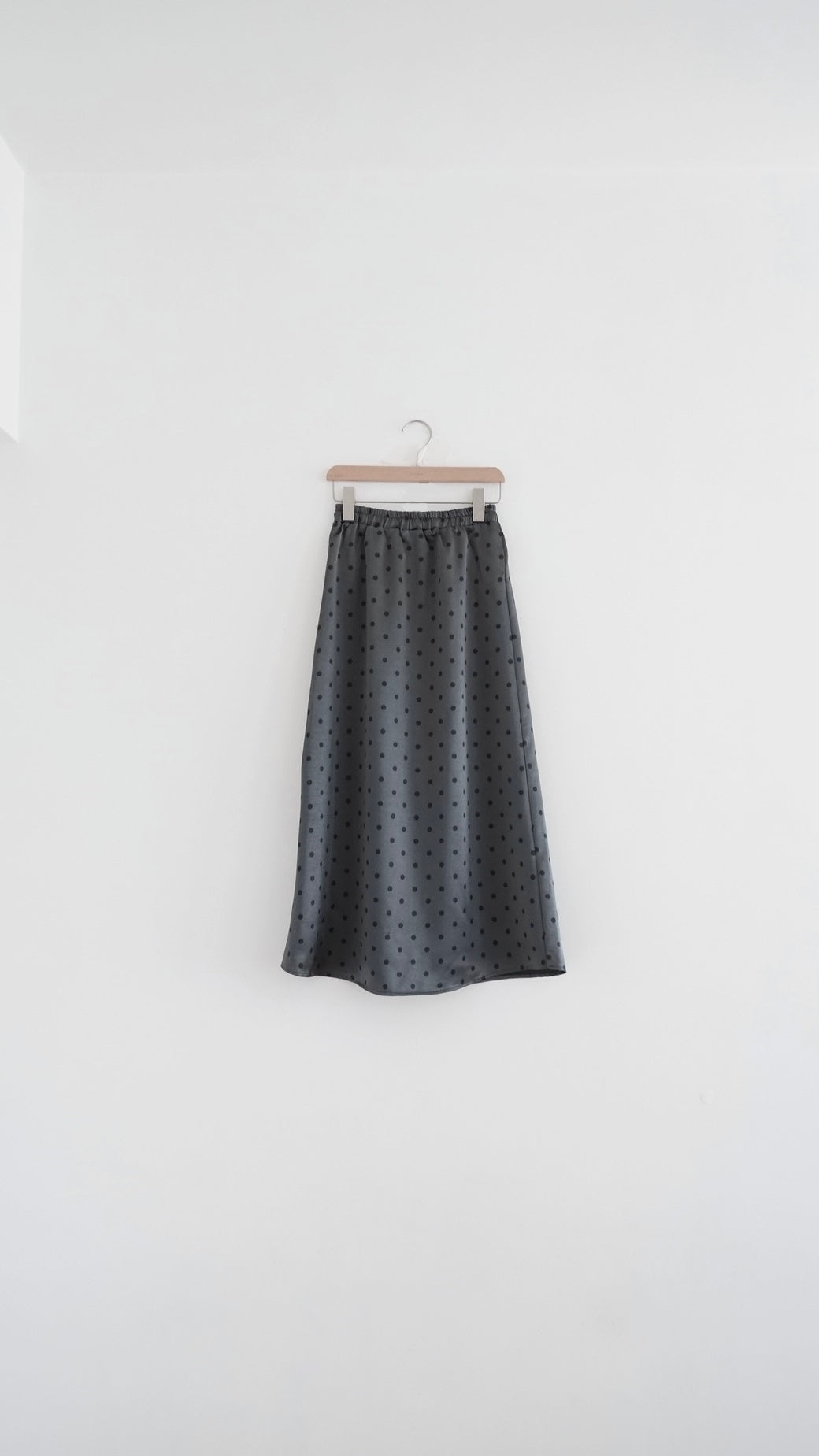 helen satin dot maxi skirt in black (pre-order)